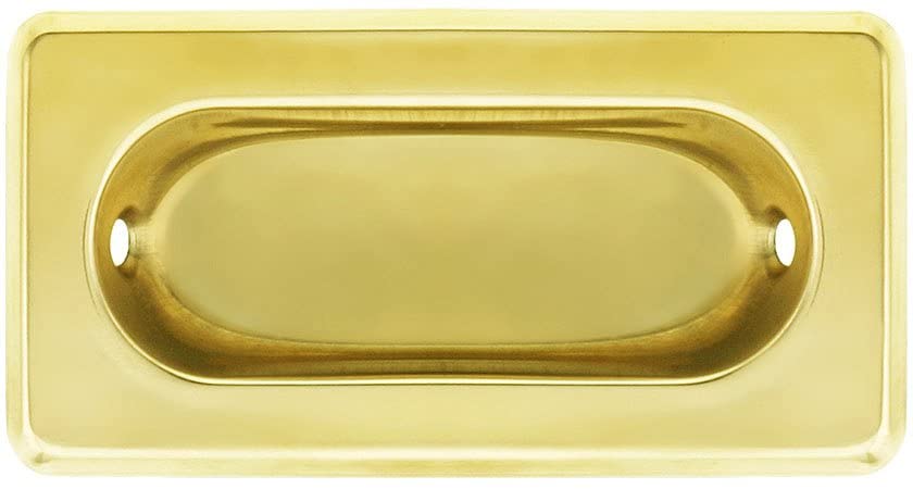 Beveled Edge Recessed Sash Lift in Polished Brass