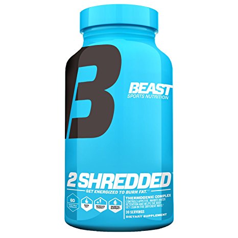 Beast Sports 2 Shredded Thermogenic Weight Loss Supplement. This All-In-One Formula Acts As a Fat Burner, Appetite Suppressant and Water Pill To Help Shed Fat and Excess Water. 60 Natural Veggie Caps