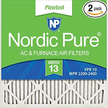 Nordic Pure 20x20x1 MERV 13 Pleated AC Furnace Air Filters, 2 PACK, 2 Piece