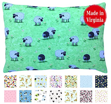 Toddler PILLOWCASE (14" x 19") - 100% Cotton Percale - Envelope Style - Made in Virginia (Meadow Sheep)