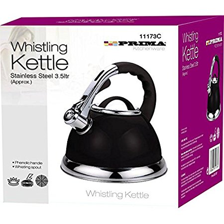 PRIMA 3.5 Litre Whistling Kettle, Metallic Black