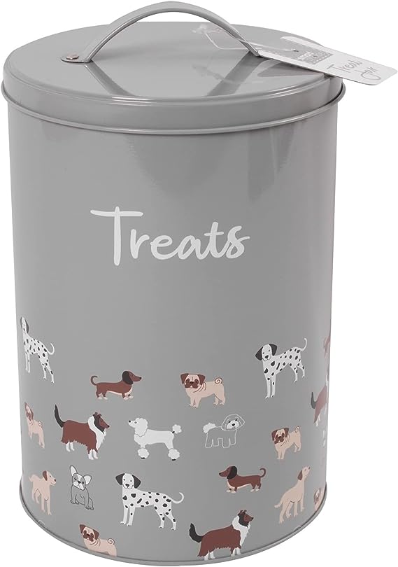RSW Smart Choice Dog Treat Tin Biscuit Storage Tin Grey Puppy Food Storage Container Jar With Lid (SC1347)
