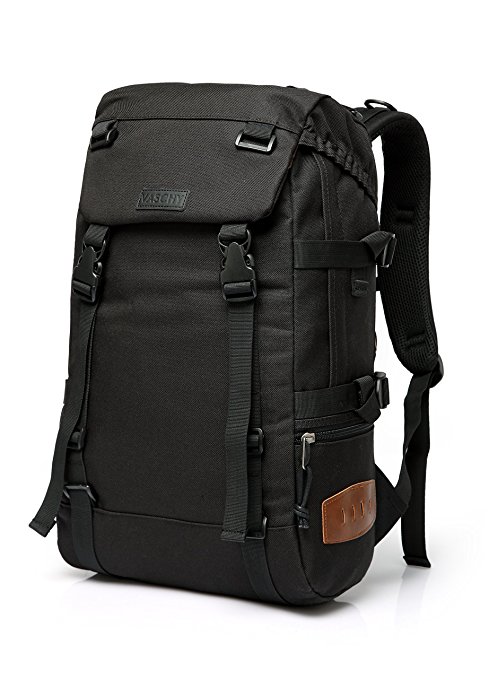 Vaschy Casual Backpack Backpack Men Camping Rucksack Daypack Teen School Backpack Backpack for 15in Laptop Black