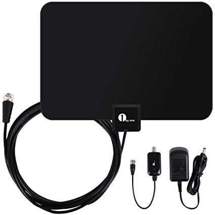 1byone OUS00-0186-1 Super Thin Indoor HDTV Antenna with 10-Feet Coaxial Cable for 50 Miles Range