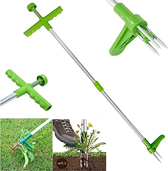 Xiakolaka Weed Puller Tool Stand Up Dandelion Puller with Claws for Dandelion Long Handle 39”Garden Weeder Root Remover Tool with 3 Claw