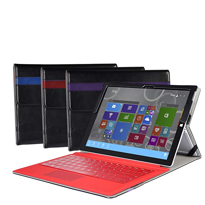 Vanctec for Microsoft Surface Pro 6 Case, Surface Pro 5 Case, Surface Pro 4 Cover, Surface Pro 3 Case, PU Leather Protective Stand Cases for Surface Pro 6/ 5/ 4/ 5 Keyboard Type Cover with Pen Holder