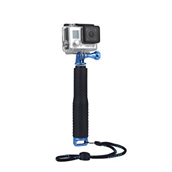 Luxebell Selfie Stick Aluminium Waterproof Telescopic Pole Monopod for Gopro Hero 5, 4, Session, Black, Silver, 3 , 3, 2, 7"-19" (Blue)