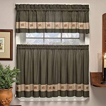 Embroidered Mini-Plaid Valance - Perfect Plaid Curtain for Kitchen, Bathroom, and Bedroom - Small Check Plaid with Acorn Embroidery (60" x 12" Valance, Green)