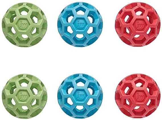 JW Pet Company Mini HOL-ee Roller Dog Toy, Colors Vary - Pack of 6
