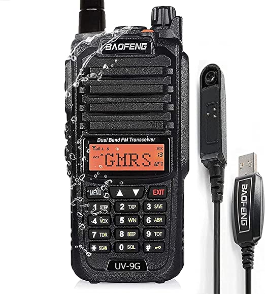 BAOFENG UV-9G GMRS Radio Waterproof IP67, Outdoors Two Way Radios Long Range Rechargeable,Handheld Dual Band NOAA Scanner, GMRS Repeater Capable, Programming Cable Included