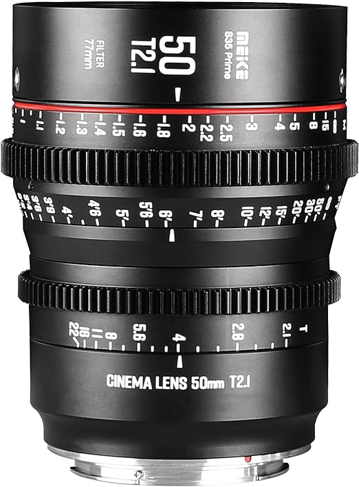Meike 50mm T2.1 S35 Manual Focus Wide Angle Prime Cinema Lens for Canon EF Mount and Cine Camcorder EOS C100 Mark II, EOS C200, EOS 300 Mark II, EOS C300 Mark III, Zcam E2-S6 6K