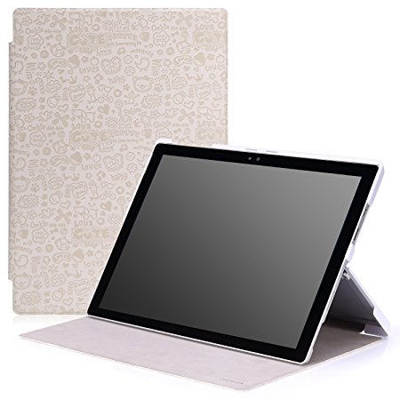 MoKo Microsoft Surface Pro 4 Case - Ultra Slim Lightweight Smart-shell Stand Cover Case for Microsoft Surface Pro 4 12.3 inch Tablet, Cutie Charm WHITE