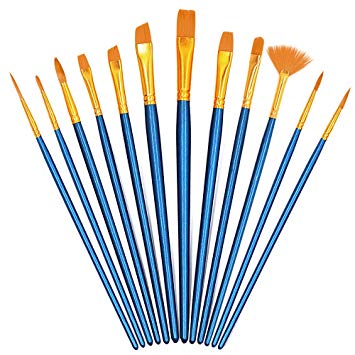 G-Color 12 Pieces Paint Brush Set Watercolor Brushes for Watercolor Oil Acrylic Painting Professional Painting Kits (1 Pack)