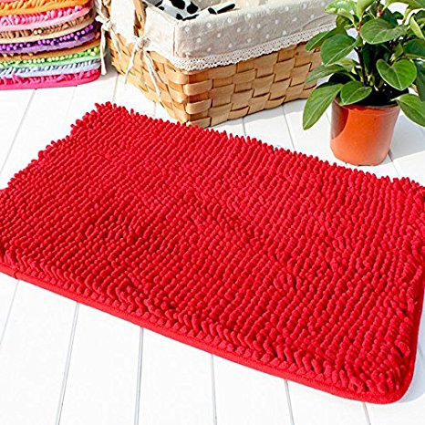 Hughapy® Red Non Slip Microfiber Carpet / Doormat / Floor mat / Bedroom / Kitchen Shaggy Area Rug Carpet (23.6"x 15.7")