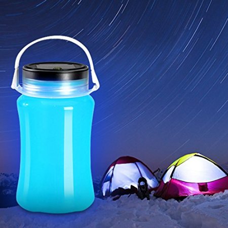 Ohuhu Solar Lantern and Storage Bottle with USB Cable Rechargeable LED Lights Lantern for Boating Kayaking Hiking Snowboarding Camping Rafting Fishing and Backpacking
