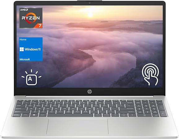 HP 2023 Newest Laptop, 15.6" HD Touchscreen, AMD Ryzen 7 7730U Processor, 32GB RAM, 1TB PCIe SSD, Webcam, Backlit KB, HDMI, Type-C, Wi-Fi 6, Windows 11 Home, Silver