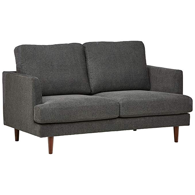 Rivet Goodwin Modern Loveseat Sofa, 61.8"W, Charcoal Grey