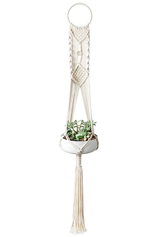 Mkono Macrame Plant Hangers Indoor Wall Hanging Planter Holder Cotton Rope Home Boho Decor 40 Inches