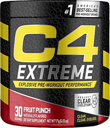 Cellucor C4 Extreme Pre Workout Powder Energy Drink for Men & Women w/Creatine, Caffeine, Nitric Oxide Booster, Citrulline & Beta Alanine, Fruit Punch, 30 Servings