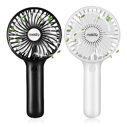 2-Pack Upgraded 5000mAh Portable Handheld Fan 3 Speed Mini USB Strong Wind 7-20 Hours Runtime Personal Electric Small Fan for Travel Office Outdoor(Black White)