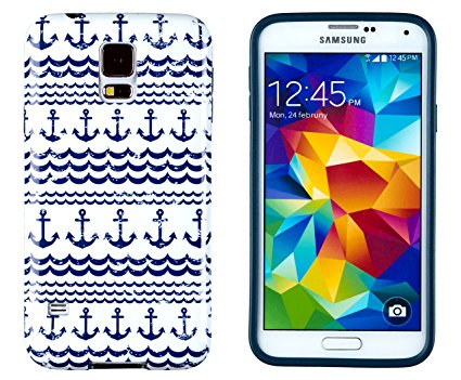 Galaxy S5 Case, DandyCase PERFECT PATTERN *No Chip/No Peel* Flexible Slim Case Cover for Samsung Galaxy S5 - LIFETIME WARRANTY [Distressed Nautical Anchor]
