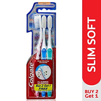 2 Colgate Slim Soft Toothbrush (Pack of 3) - 17x Slimmer Tip Bristles