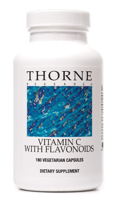 Thorne Research - Vitamin C w Flavonoids - Pure Ascorbic Acid Supplement with Citrus Bioflavonoids Rutin Hesperidin and Quercetin - 180 Vegetarian Capsules