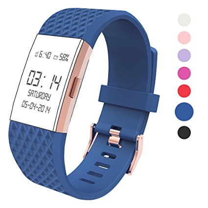 For Fitbit Charge 2 Bands Accessories, Wearlizer Silicone Replacement Strap For Fitbit Charge 2 Special Edition Lavender Rose Gold Buckle Great Match for Rose Gold Fitbit Charge 2