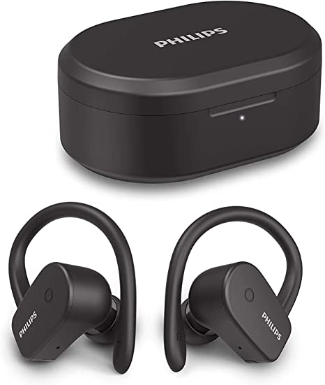 Philips A5205 Wireless Sports Earbuds, IPX7 Waterproof, in-Ear True Wireless Bluetooth 5.1 Headphones, USB-C Charging, Detachable earhooks, Up to 20 Hours of Playtime, TAA5205BK