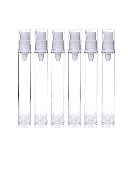 6 Packs Airless Pump Bottles Lotion Dispenser Bottle Travel Cream Pump Bottles Vacuum Pump Bottle For Liquid foundation (15ml(0.5oz))