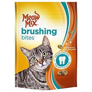 Meow Mix Brushing Bites Cat Dental Treats Made with Real Chicken, 2.25 oz