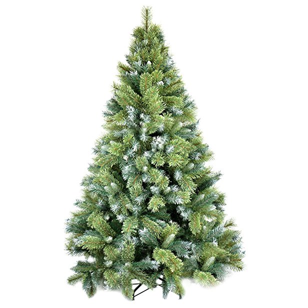 Christmas Tree, Wuudi 6Ft Natural Pine Tree With Solid Metal Legs Artificial Christmas Tree (Green and White)