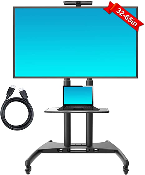 ABCCANOPY Rolling TV Stand with Wheels, Flat Screen TV Stand for 32-65 Inch LCD LED Flat Screen TV,Plasma TVs TV Monitors, Bonus Cable