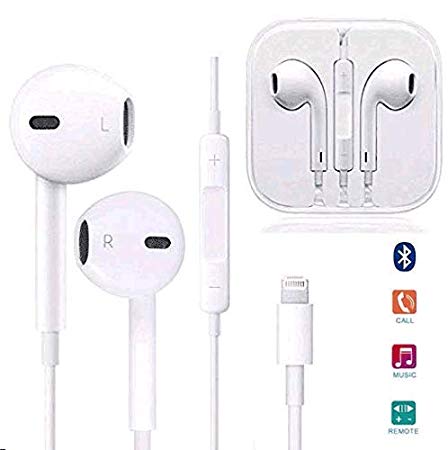 Earbuds,Braole Microphone Earphones Stereo Headphones Noise Isolating Headset Fit Compatible with iPhone 8/8 Plus/ 7/7Plus/ X/XS/XS Max/XR (White)
