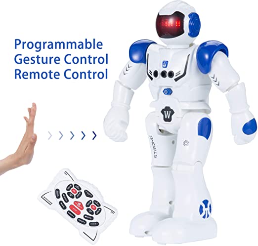 SENYANG Robot Toy- RC Robot Toy Remote Control Gesture Control Robot Kit, Intellectual Programming RC LED Combat Fun Robotic Birthday Gift for Kids (Blue)
