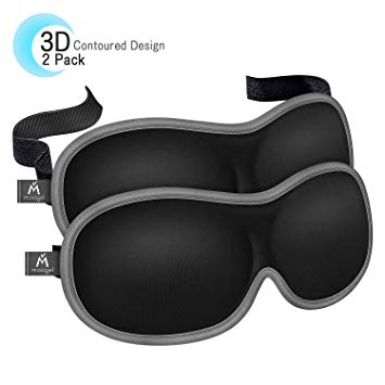 Mavogel Sleep Eye Mask - 3D Contoured Sleeping Mask for Women Men, Ultra Soft & Comfortable Eye Shade Cover for Travel/Sleeping/Shift Work/Nap, Black 2 Pack