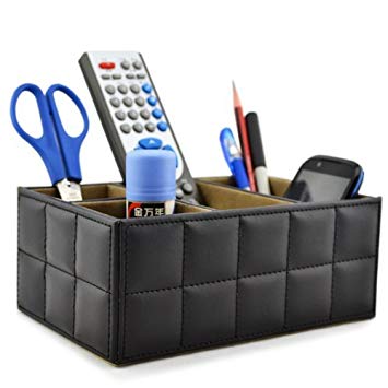 Earlygreen Pu Leather Remote Control/controller Tv Guide/mail/cd Organizer/caddy/holder Home Organizer Desk Organizer Black Color