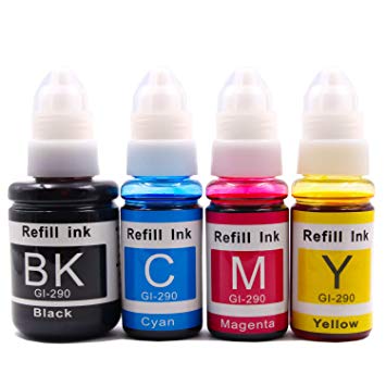 Topcolor Compatible Refill Dye Ink for GI-290 GI290 Color Ink Kit Compatible for Canon PIXMA G4200 G4210 G3200 G1200 G2200 Printer, Black 135ML& 70ML C/M/Y