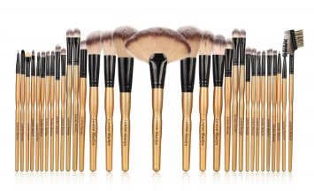 LOUISE MAELYS 32pcs Cosmetic Brush Set Beauty Makeup Kit   PU Leather Roll Pouch