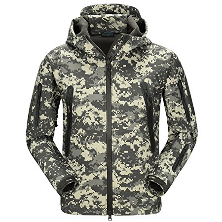 FREE SOLDIER Men's Jackets Outdoor Waterproof Softshell Hooded Tactical Jacket