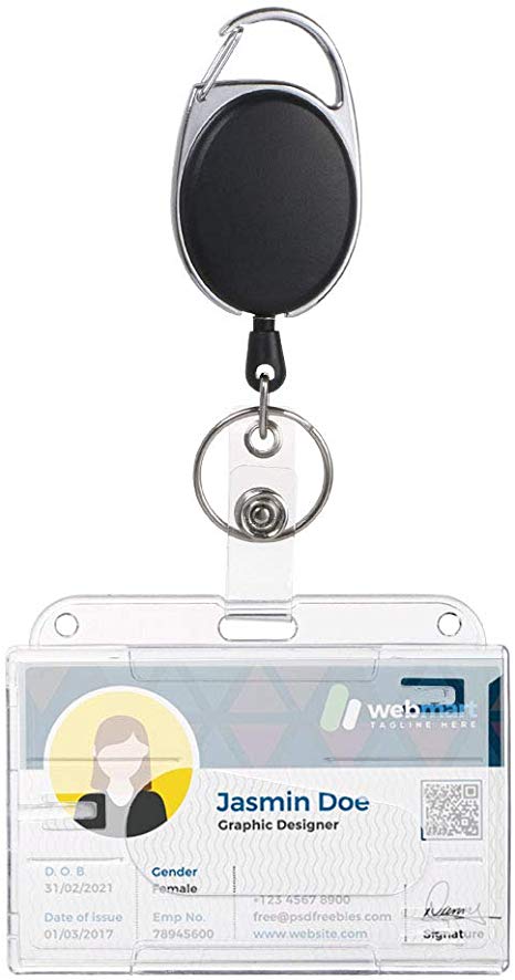 Vicloon ID Card Holder and Retractable Reel Set,Badge Holder with Reel Clip for Identity Card Pass Badge