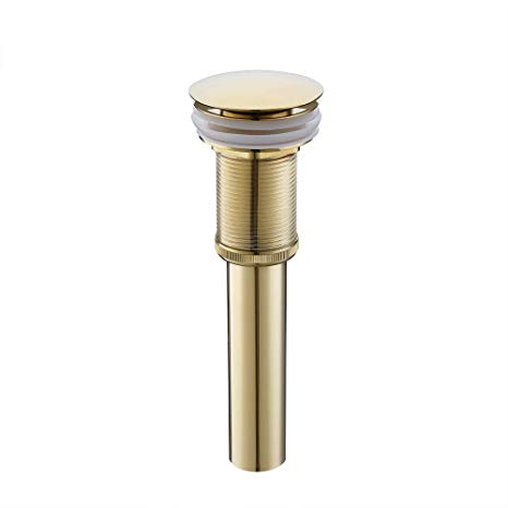 KES S2008D-4 Bathroom Faucet Vessel Vanity Sink Pop Up Drain Stopper without Overflow, Golden