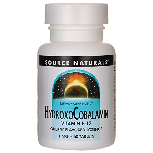 Source Naturals Hydroxocobalamin, Vitamin B-12 Cherry Flavored Lozenge, 60 Count