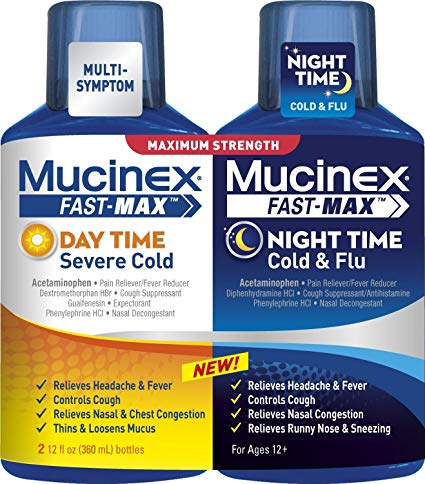 Mucinex Fast-Max Double Pack Day Time Severe Cold Plus Night Time Cold and Flu, 12 Ounce