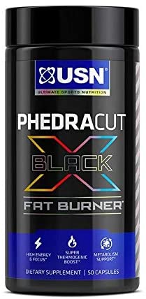 USN Phedracut Black X, Fat Burner, Energy, Caffeine, Weight Loss Pills for Women and Men, Fat Burner, Appetite Suppressant & Energy Booster - 50 Capsules (Pack of 1)