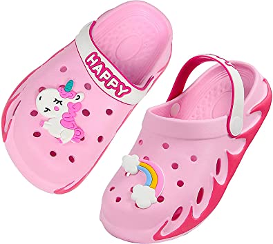 Weweya Kids Garden Clogs Summer Cute Sandals Slippers with Cartoon Charms for Boys Girls Toddler