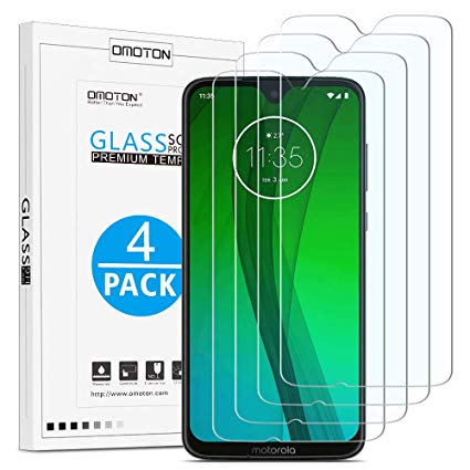 Moto G7 Screen Protector, OMOTON Tempered Glass Screen Protector Designed for Motorola Moto G7/ Moto G7 Plus 6.2" [4 Pack]