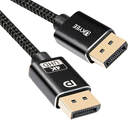 DisplayPort Cable,DP Cable 6ft,[4K@60Hz, 2K@165Hz, 2K@144Hz],UKYEE Nylon Braided Display Port Cable 1.2 High Speed Cable Compatible 3D, Laptop, PC, Gaming Monitor - Black