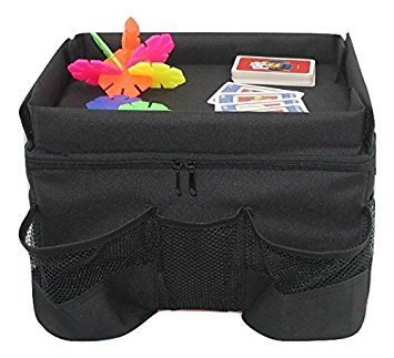 Car Backseat Organizer for Kids with Tray for Travel and Road Trip Accessories Includes Cup Holders and Convenient Mesh Pockets on 3 Sides