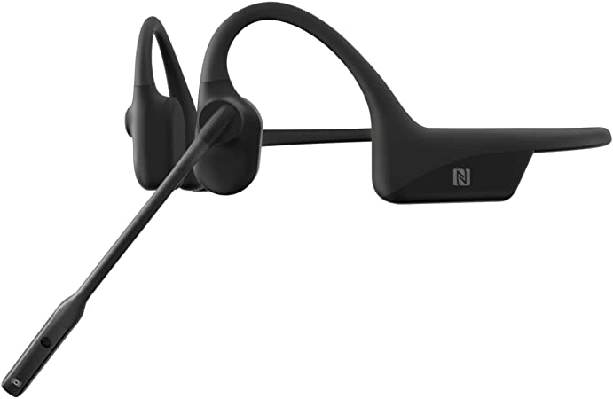 Shokz OpenComm Bone Conduction Open-Ear Stereo Bluetooth Headset With Noise-Canceling Boom Microphone - Wireless Headset For Mobile Use, with Bookmark